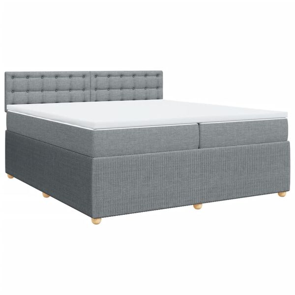 vidaXL Sommier &agrave; lattes de lit avec matelas Gris clair 200x200cm Tissu