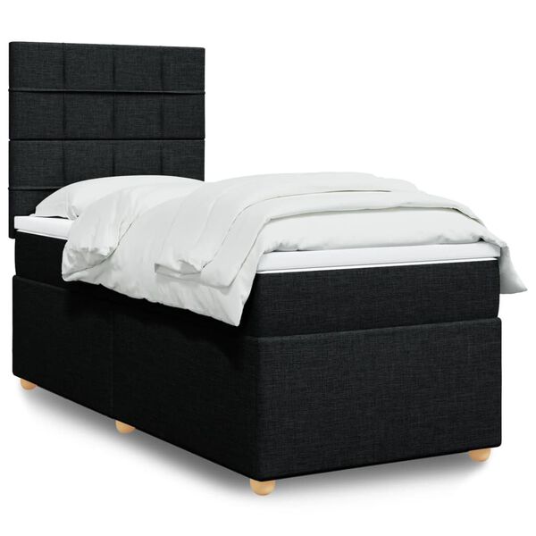 vidaXL Sommier &agrave; lattes de lit avec matelas Noir 100x200 cm Tissu