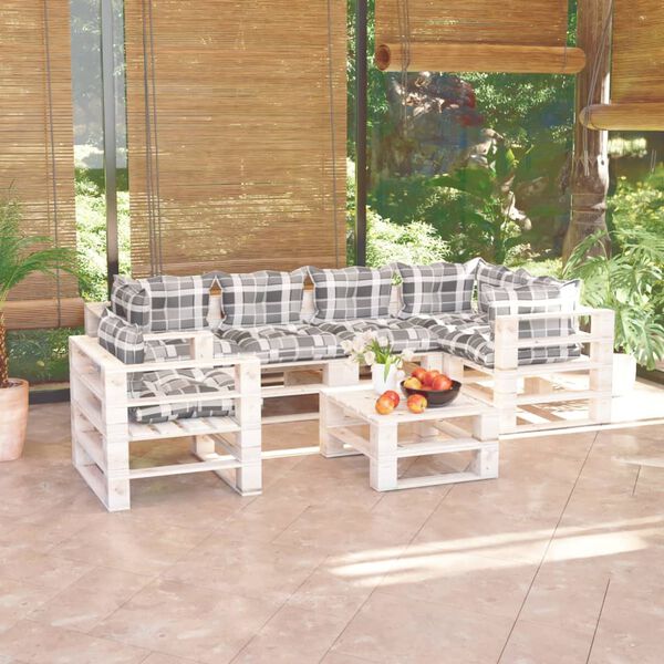 vidaXL Salon de jardin palette 7 pcs avec coussins bois de pin