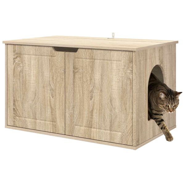 vidaXL Maison pour chat Sonoma 85 x 55 x 50,5 cm Bois d'ing&eacute;nierie