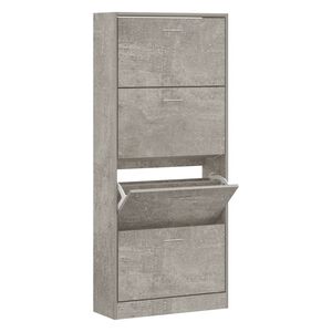vidaXL Armoire &agrave; chaussures Gris b&eacute;ton 63x24x147 cm Bois d'ing&eacute;nierie
