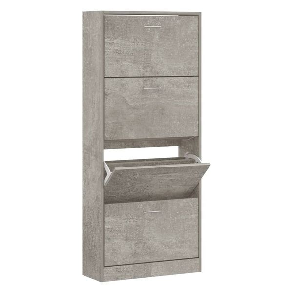 vidaXL Armoire &agrave; chaussures Gris b&eacute;ton 63x24x147 cm Bois d'ing&eacute;nierie