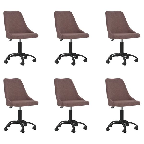 vidaXL Chaises pivotantes &agrave; manger lot de 6 marron tissu