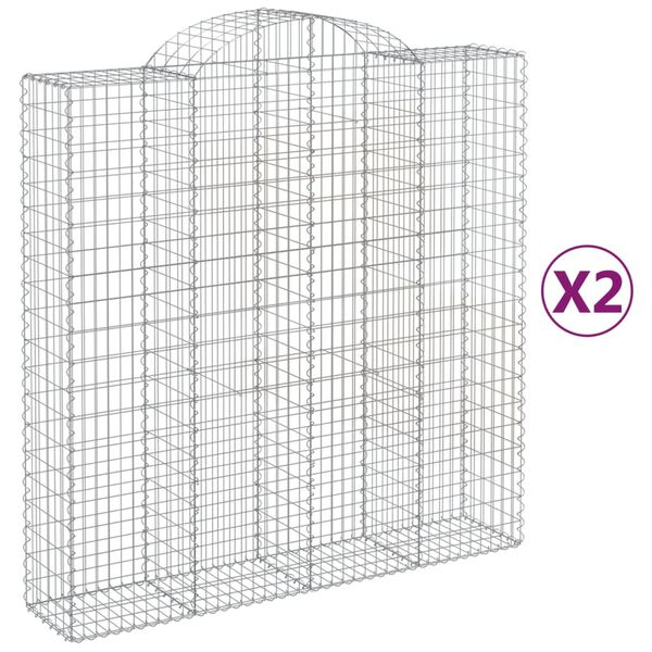 vidaXL Paniers à gabions arqués 2 pcs 200x50x200/220 cm Fer galvanisé