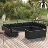 vidaXL Salon de jardin 11 pcs avec coussins Noir R&eacute;sine tress&eacute;e