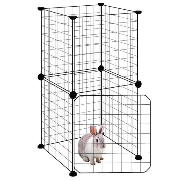 vidaXL Cage animaux de compagnie à 8 panneaux et porte Noir 35x35 cm