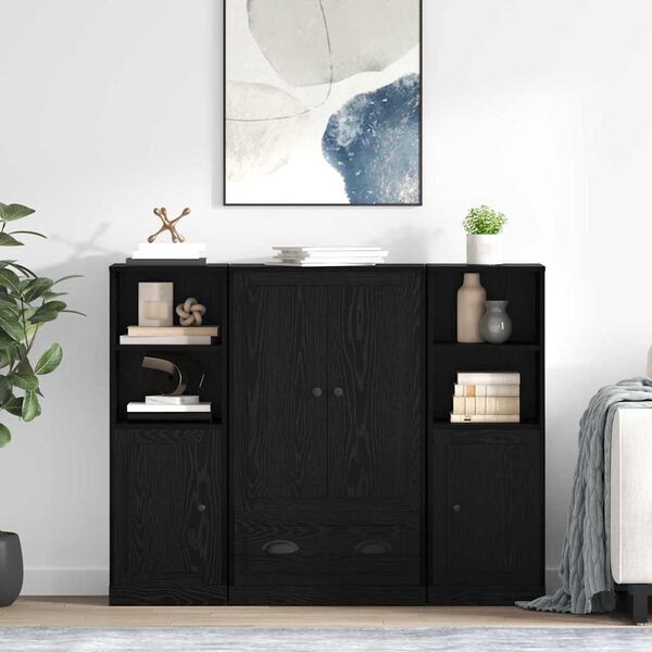 vidaXL Haut Armoire avec tiroir 3 pcs Ch&ecirc;ne noir Bois d'ing&eacute;nierie