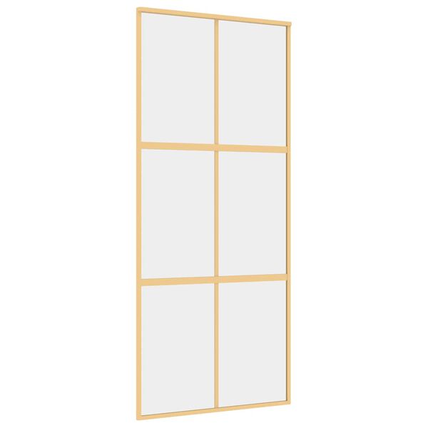vidaXL Porte coulissante dor&eacute; 90x205 cm verre ESG clair et aluminium