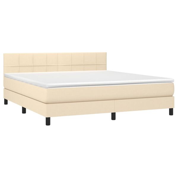 vidaXL Sommier &agrave; lattes de lit avec matelas Cr&egrave;me 160x200 cm Tissu