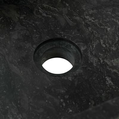 vidaXL Armoire de toilette en teck solide avec lavabo en marbre Noir