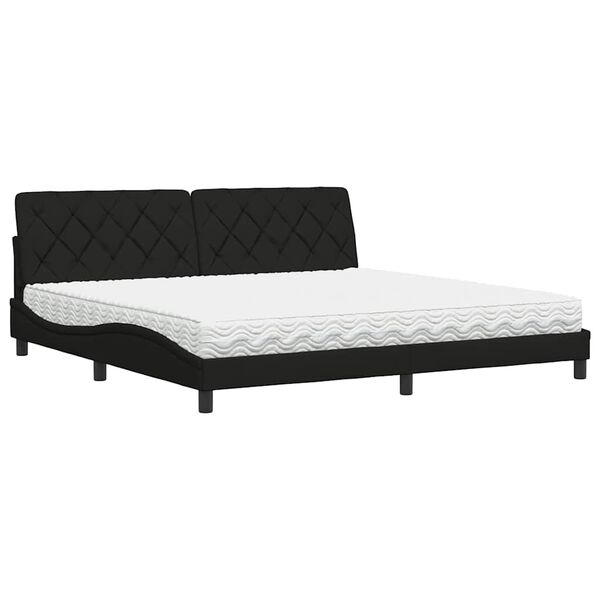 vidaXL Lit avec matelas noir 200x200 cm tissu