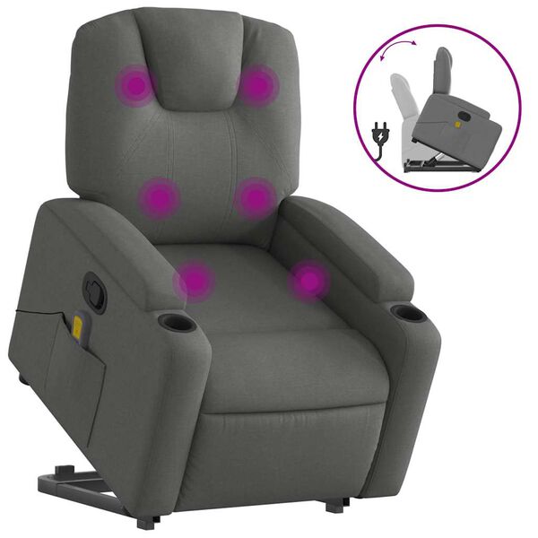 vidaXL Fauteuil de massage inclinable Gris fonc&eacute; Tissu