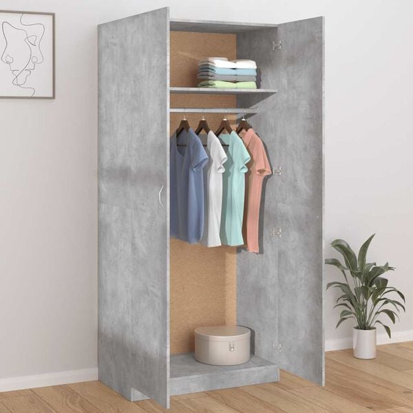 vidaXL Garde-robe Gris b&eacute;ton 90x52x200 cm Bois d&rsquo;ing&eacute;nierie