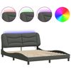 vidaXL Cadre de lit avec LED sans matelas Hvar gris fonc&eacute; 152x203 cm tissu
