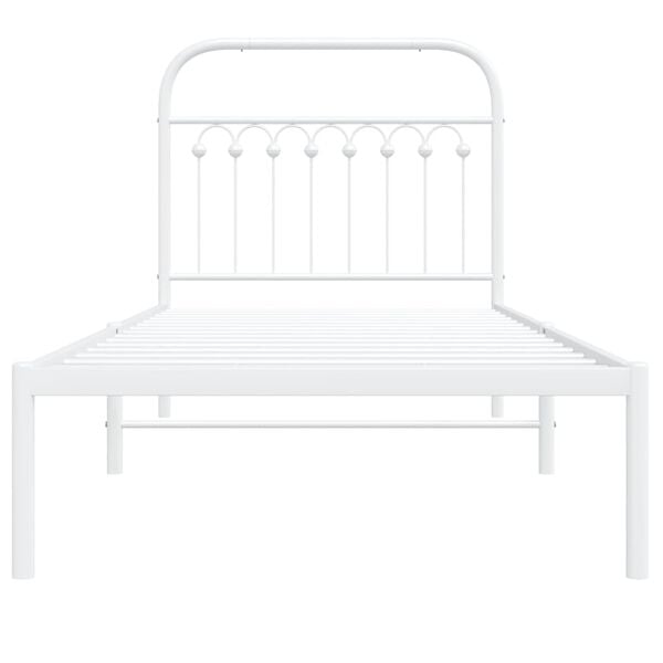 vidaXL Cadre de lit m&eacute;tal sans matelas avec t&ecirc;te de lit blanc 90x200cm