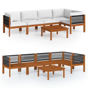 vidaXL Salon de jardin 6 pi&egrave;ces avec coussins Cr&egrave;me 63 x 63 cm