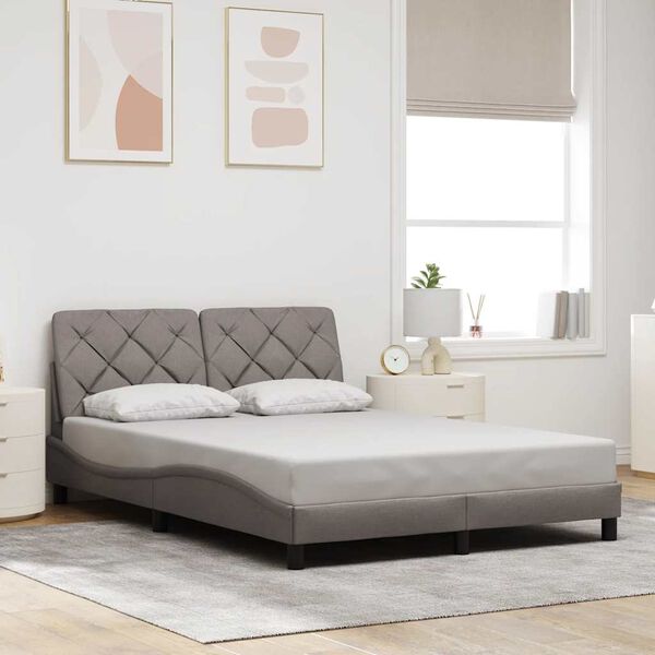 vidaXL Cadre de lit sans matelas taupe 140x200 cm tissu