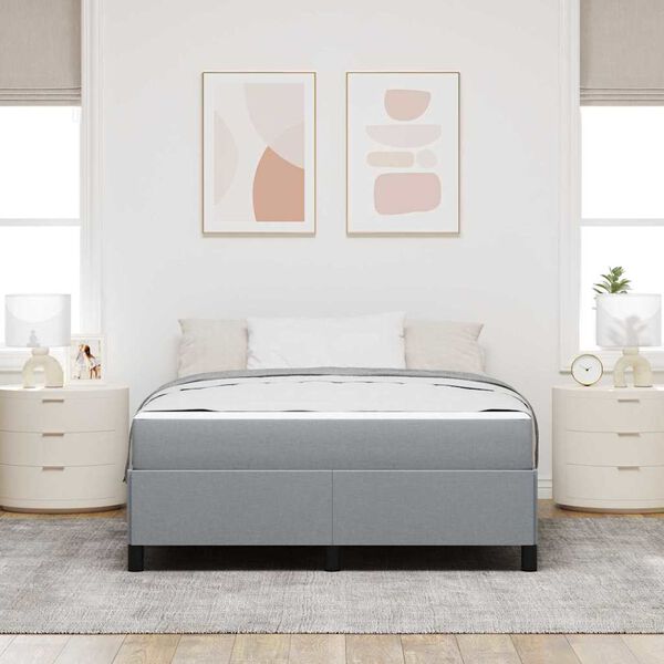 vidaXL Lit &agrave; ressorts avec matelas Gris clair 140 x 190 cm tissu