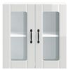 vidaXL Armoire murale de cuisine avec porte vitrée "Lucca" Bois d'ingénierie blanc brillant