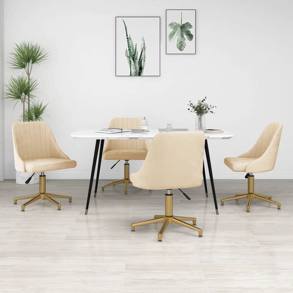 vidaXL Chaises pivotantes &agrave; manger lot de 4 cr&egrave;me velours