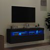 vidaXL Meubles TV muraux avec lumi&egrave;res LED 2 pcs noir 60x30x40 cm