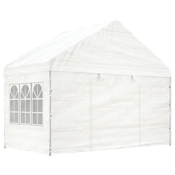 vidaXL Belv&eacute;d&egrave;re avec toit blanc 15,61x4,08x3,22 m poly&eacute;thyl&egrave;ne