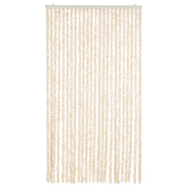 vidaXL Rideau anti-mouches beige et blanc 100x220 cm chenille