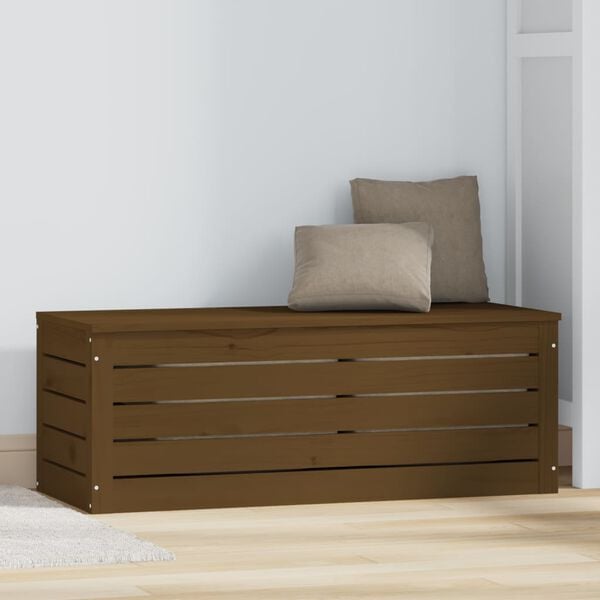 vidaXL Bo&icirc;te de rangement Marron miel 89x36,5x33 cm Bois massif pin