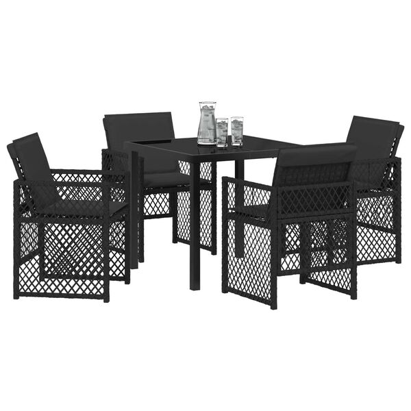 vidaXL Ensemble de salle &agrave; manger pour jardin 5 pcs Noir polyrotin