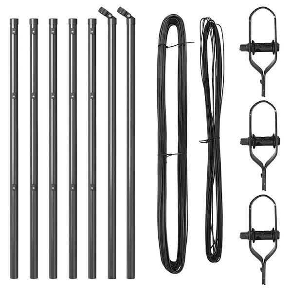 vidaXL Poteau de cl&ocirc;ture. 7 pcs Gris Acier