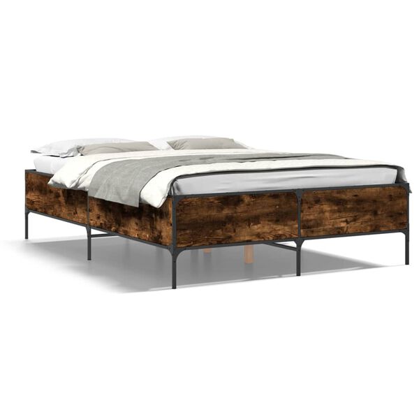 vidaXL Cadre de lit sans matelas chêne fumé 135x190 cm