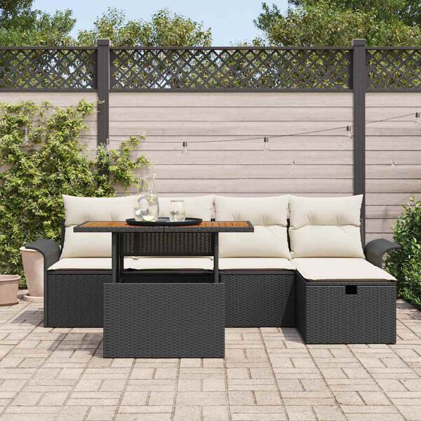 vidaXL Ensemble de canapé de jardin 6 pcs Noir polyrotin