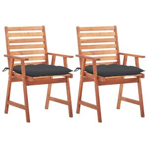 vidaXL Chaises &agrave; manger d'ext&eacute;rieur lot de 2 et coussins Acacia massif