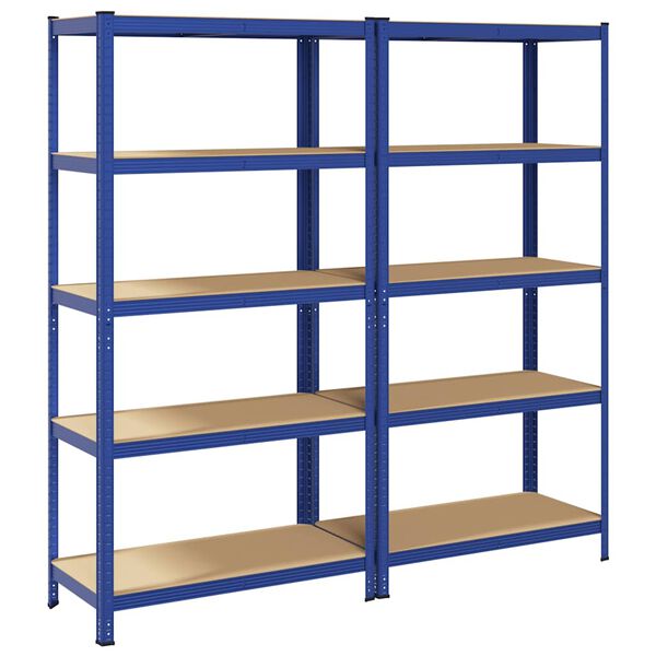 vidaXL &Eacute;tag&egrave;res de rangement &agrave; 5 niveaux 2 pcs Bleu Acier et bois