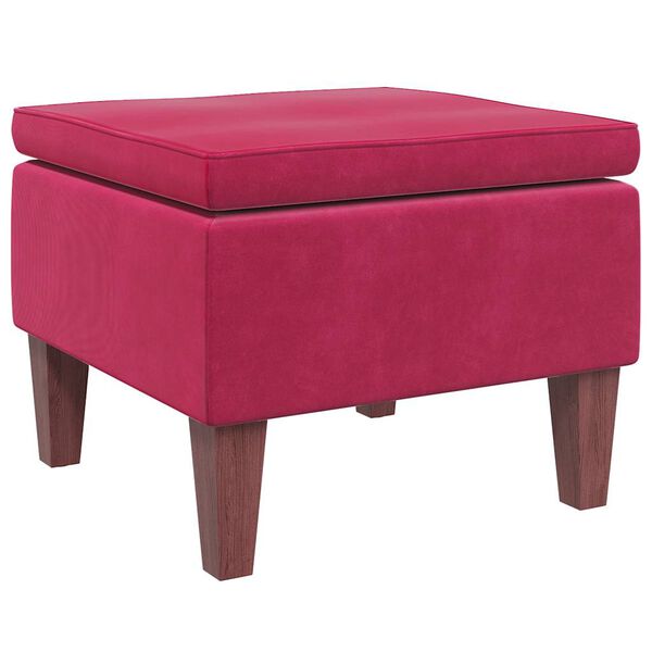 vidaXL Tabouret avec pieds en bois Rouge bordeaux Velours
