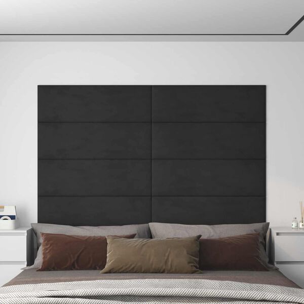 vidaXL T&ecirc;te de lit murale 12 pcs Noir 90 x 30 cm Velours