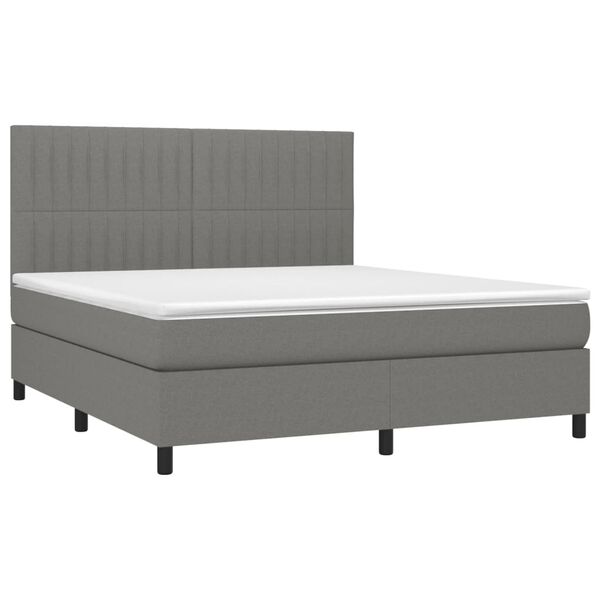 vidaXL Sommier &agrave; lattes de lit et matelas et LED Gris fonc&eacute; 180x200 cm