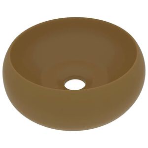 vidaXL Lavabo rond de luxe Cr&egrave;me mat 40x15 cm C&eacute;ramique