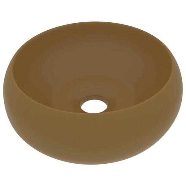 vidaXL Lavabo rond de luxe Cr&egrave;me mat 40x15 cm C&eacute;ramique
