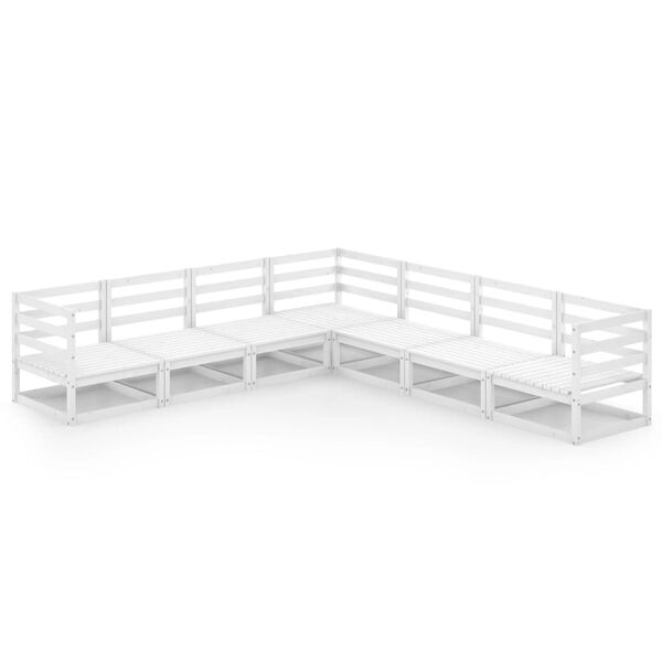 vidaXL Salon de jardin 7 pcs Blanc Bois de pin massif