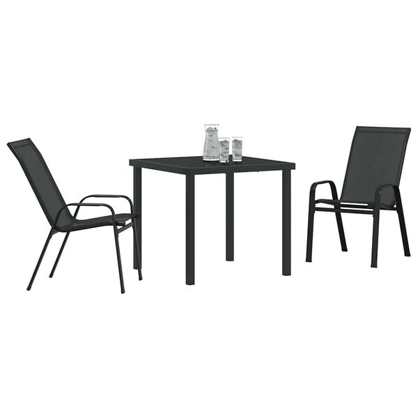 vidaXL Ensemble de salle &agrave; manger pour jardin 3 pcs Noir