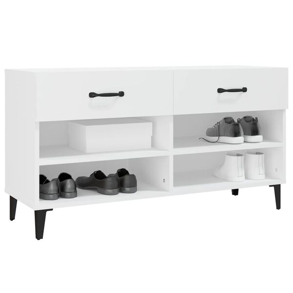 vidaXL Armoire à chaussures Blanc 102x35x55 cm Bois d'ingénierie