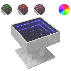 vidaXL Table basse avec LED gris b&eacute;ton 50x50x45 cm bois d'ing&eacute;nierie