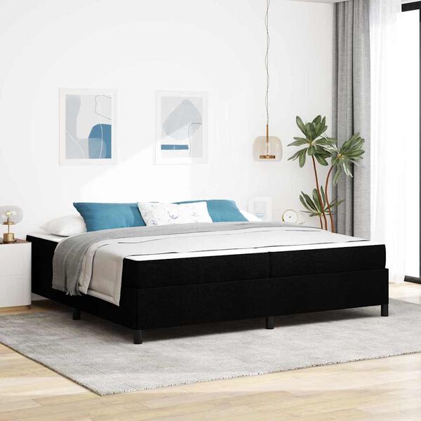 vidaXL Lit &agrave; ressorts avec matelas Noir 200 x 200 cm tissu