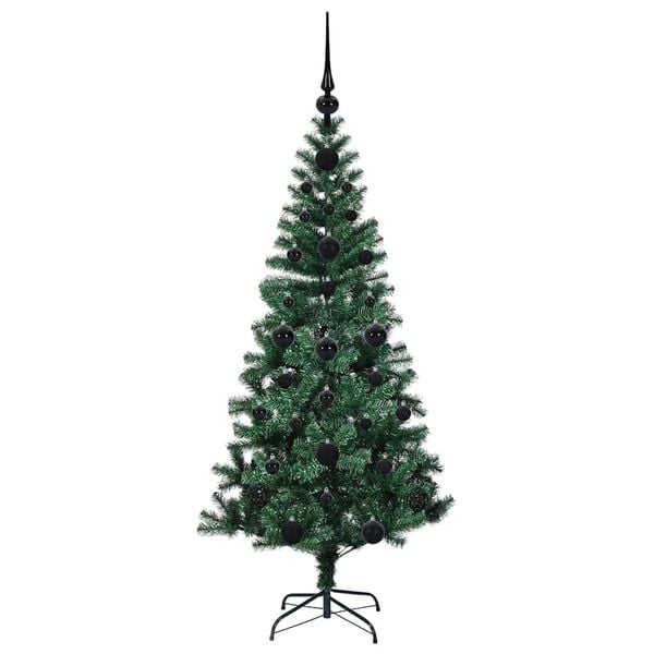 vidaXL Sapin de No&euml;l artificiel pr&eacute;-&eacute;clair&eacute; Vert 120 cm PVC et m&eacute;tal
