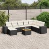 vidaXL Salon de jardin 9 pcs avec coussins noir résine tressée