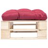 vidaXL Repose-pied palette de jardin avec coussin rouge bois naturel