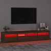 vidaXL Meuble TV avec lumi&egrave;res LED Ch&ecirc;ne marron 210x35x40 cm