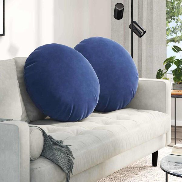 vidaXL Coussins de si&egrave;ge 2 pcs Bleu police &Oslash; 40 x 13 cm Velours
