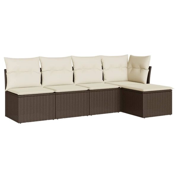 vidaXL Salon de jardin avec coussins 5 pcs marron r&eacute;sine tress&eacute;e